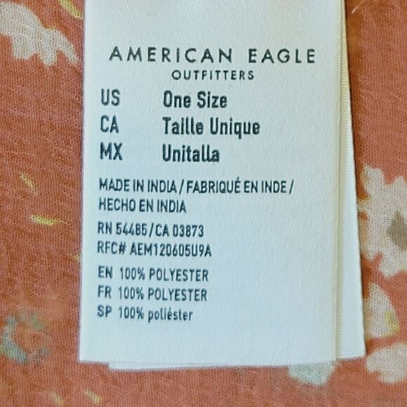 American Eagle Outfitters Burnt Orange Floral Sheer Boho Kimono One Size - Picture 4 of 5